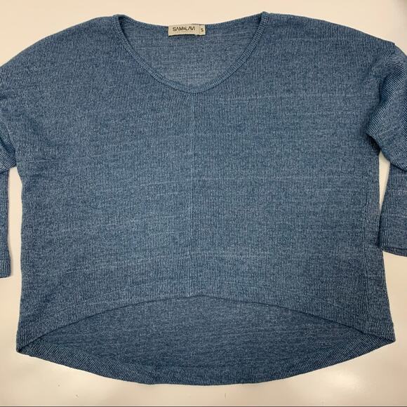 Sam & Lavi Knit v-Neck Long Sleeve Hi-Lo Crop Top Small - Picture 7 of 10